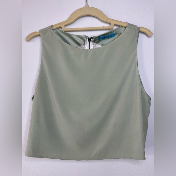 Alice + Olivia Sleeveless Top – Mint Green with Lace Back – Size 8 - Picture 3 of 13